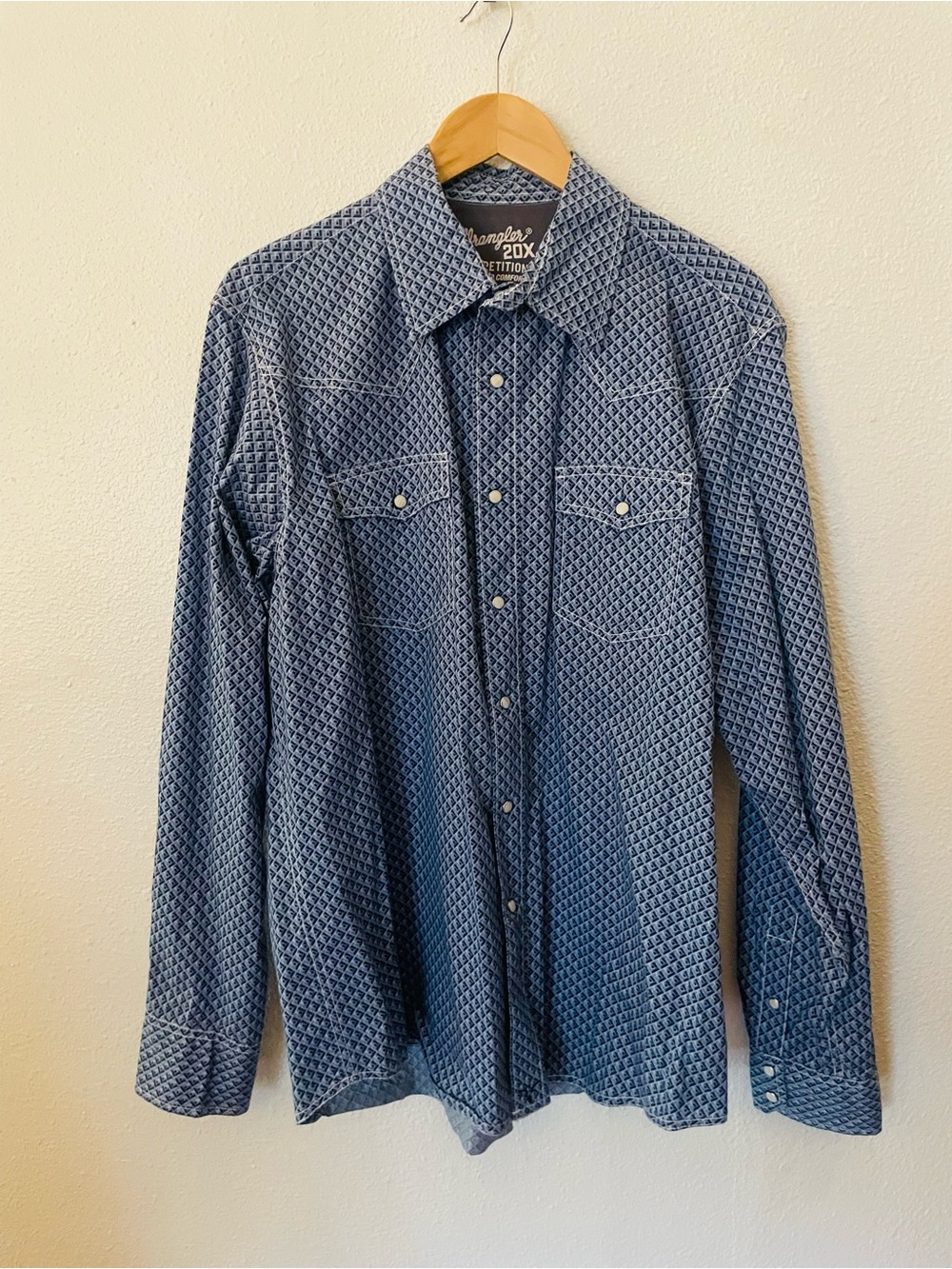 Wrangler Men's 20X Competition Western Snap Shirt in Midnight Squares Size Large